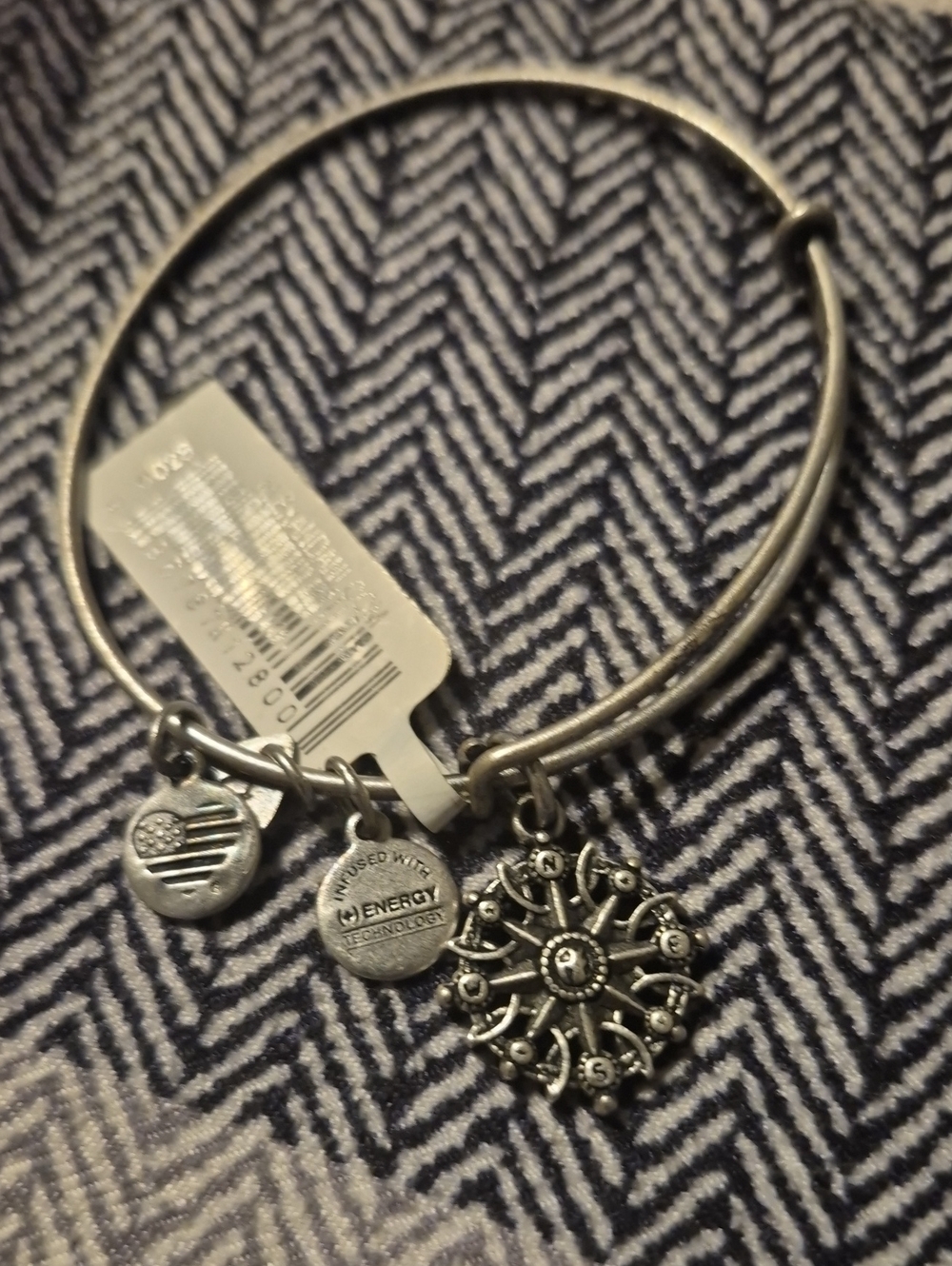 Alex and Ani Silver Sunburst Charm Bangle Bracelet